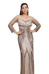 Lasha_Ivory Tulle Embroidery Crystals Illusion Neck Ophelia Swerve Gown _Online_at_Aza_Fashions