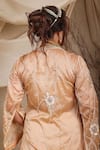 Shop_Lasha_Peach Georgette Embroidery Zardozi Daisy Bloom Jacket And Pleated Lehenga Set _Online_at_Aza_Fashions