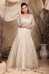 Buy_Lasha_Ivory Organza Embroidery Pipe Sweetheart Neck Phool Vine Jacket And Lehenga Set _at_Aza_Fashions