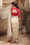 Shop_Lasha_Ivory Tissue Organza Embroidery Zari Kiran Lace Border Flora Saree With Blouse _at_Aza_Fashions