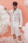 Shop_Runit Gupta_White Linen Cotton Embroidery Rope And Dori & Motif Shorts _at_Aza_Fashions