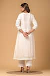 Shop_Gulabik Jaipur_Beige Handloom Chanderi Cutwok Floral V-neck Kurta With Pant _at_Aza_Fashions