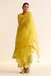 Buy_Dot_Yellow Organza Embroidered Thread Star Bell Dupatta_at_Aza_Fashions