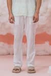 Runit Gupta_White Linen Cotton Embroidery Rope And Dori & Motif Pant _Online_at_Aza_Fashions