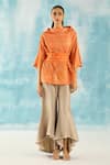 Buy_Twenty Nine_Orange Silk Woven Bandhani Cowl Neck Top 