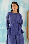 Buy_Twenty Nine_Blue Gajji Silk Woven Bandhani Boat Neck Top _at_Aza_Fashions