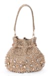 Buy_Beau Monde_Gold Crystal And Bead Embellished Potli Bag _at_Aza_Fashions