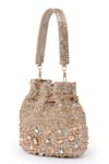 Beau Monde_Gold Crystal And Bead Embellished Potli Bag _Online_at_Aza_Fashions