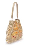 Beau Monde_Gold Bead And Sequin Patchwork Potli Bag _Online_at_Aza_Fashions