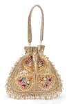 Buy_Beau Monde_Gold Bead Sequin And Patchwork Potli Bag _at_Aza_Fashions