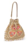 Shop_Beau Monde_Gold Bead And Sequin Embellished Potli Bag _at_Aza_Fashions