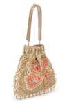 Beau Monde_Gold Bead And Sequin Embellished Potli Bag _Online_at_Aza_Fashions