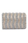 Shop_Beau Monde_Silver Bead And Crystal Embroidered Clutch _at_Aza_Fashions