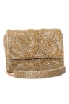 Buy_Beau Monde_Gold Cutdana Floral Embroidered Clutch _at_Aza_Fashions