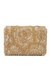 Shop_Beau Monde_Gold Cutdana Floral Embroidered Clutch _at_Aza_Fashions