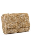 Buy_Beau Monde_Gold Cutdana Floral Embroidered Clutch _Online_at_Aza_Fashions