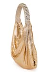 Shop_Beau Monde_Gold Metallic Mesh Prism Bag _Online_at_Aza_Fashions