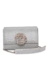 Buy_Beau Monde_Silver Rosette Embellished Clutch _at_Aza_Fashions