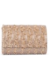 Beau Monde_Gold Pearl And Bead Embellished Clutch _Online_at_Aza_Fashions