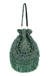 Shop_Beau Monde_Green Embroidery Mehereen Potli _at_Aza_Fashions