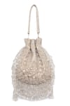 Buy_Beau Monde_Silver Embroidery Mehereen Crystal Potli _at_Aza_Fashions