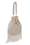 Shop_Beau Monde_Silver Embroidery Mehereen Crystal Potli _at_Aza_Fashions