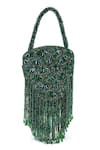 Buy_Beau Monde_Green Embroidery Ellipse Potli _at_Aza_Fashions