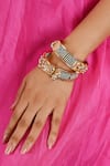 Buy_Namasya_Pink Pearl And Kundan Embellished Bangles 2 Pcs _at_Aza_Fashions