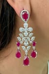 Shop_Prerto_Red Diamonds, Stones, Rhinestones Layered Ruby Tear Drop Necklace Set _at_Aza_Fashions