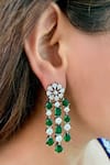 Shop_Prerto_Green Diamonds, Layered And Circle Embellished Pendant _Online_at_Aza_Fashions