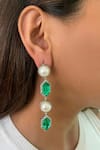 Shop_Prerto_Green Four Layered And Hexagon Emerald Pearl Choker _at_Aza_Fashions