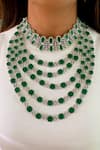 Buy_Prerto_Green Diamonds, Stones 5 Layered And Oval Choker _at_Aza_Fashions