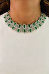 Shop_Prerto_Green Diamonds, Stones 5 Layered And Oval Choker _Online_at_Aza_Fashions