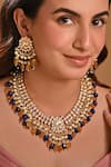 Shop_Raga Baubles_Multi Color Kundan Embellished Bead Tassel Choker Set _at_Aza_Fashions