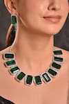 Shop_Raga Baubles_Emerald Green Zirconia Embellished Necklace Set _at_Aza_Fashions