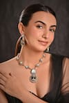 Buy_Raga Baubles_Blue Stone Malhaar Ameena Embellished Pendant Necklace Set _at_Aza_Fashions