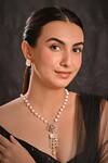 Buy_Raga Baubles_Pink Mother Of Pearl Studded Pendant Necklace Set _at_Aza_Fashions