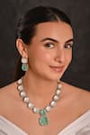 Buy_Raga Baubles_Green Zirconia Studded Necklace Set _at_Aza_Fashions