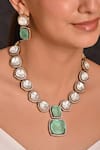 Shop_Raga Baubles_Green Zirconia Studded Necklace Set _at_Aza_Fashions