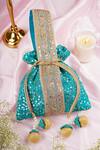 Buy_Swabhimann_Blue Sequins, Embroidery And Thread Potli Bag _at_Aza_Fashions