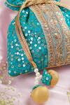 Shop_Swabhimann_Blue Sequins, Embroidery And Thread Potli Bag _at_Aza_Fashions