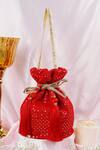 Buy_Swabhimann_Red Sequins, Embroidery Jaal Potli Bag _at_Aza_Fashions