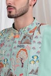 Shop_Aham-Vayam_Green Cotton Embroidered Abstract Nature Pushp Mrig Kurta Churidar Set 