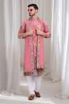 Buy_Aham-Vayam_Pink Cotton Embroidered Abstract Varnika Kurta Churidar Set _at_Aza_Fashions