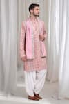 Buy_Aham-Vayam_Pink Cotton Embroidered Leaf Samaroh Kurta Patiala Set _at_Aza_Fashions