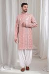 Buy_Aham-Vayam_Pink Cotton Embroidered Leaf Samaroh Kurta Patiala Set _Online_at_Aza_Fashions