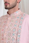 Aham-Vayam_Pink Cotton Embroidered Leaf Samaroh Kurta Patiala Set _at_Aza_Fashions