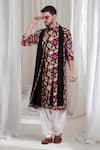 Buy_Aham-Vayam_Black Cotton Embroidered Flower Pushpvilaas Kurta Patiala Set _at_Aza_Fashions