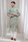 Buy_Aham-Vayam_Green Cotton Embroidered Nature Varnika Kurta Pant Set _Online_at_Aza_Fashions