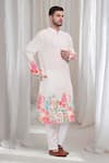 Shop_Aham-Vayam_White Cotton Embroidered Abstract Floral Buta Phool Kurta Pant Set _Online_at_Aza_Fashions